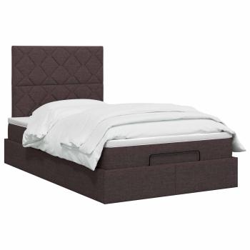 Ottoman Bett mit Matratze Dunkelbraun 120 x 190 cm Stoff