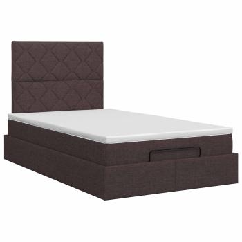 Ottoman Bett mit Matratze Dunkelbraun 120 x 190 cm Stoff