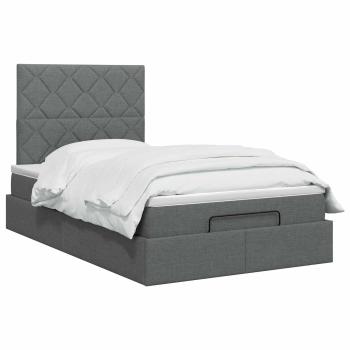Ottoman Bett mit Matratze Dunkelgrau 120 x 200 cm Stoff