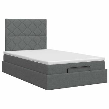 Ottoman Bett mit Matratze Dunkelgrau 120 x 200 cm Stoff