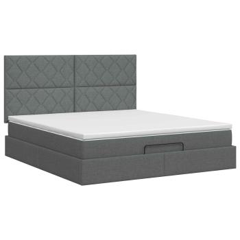 Ottoman Bett mit Matratze Dunkelgrau 140 x 190 cm Stoff