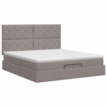 Ottoman Bett mit Matratze mit Kopfteil Taupe 140 x 190 cm Stoff