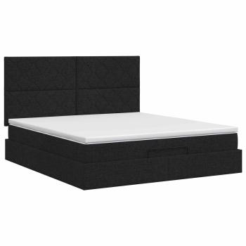 Ottoman Bett mit Matratze Schwarz 140 x 200 cm Stoff