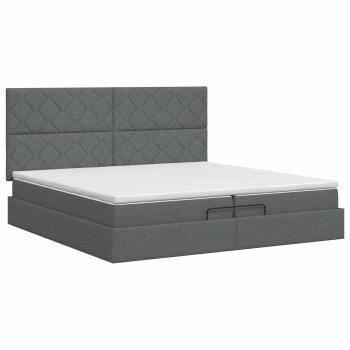 Ottoman Bett mit Matratze Dunkelgrau 200 x 200 cm Stoff