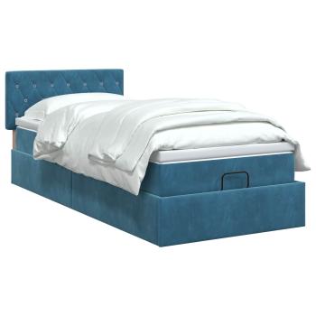 Ottoman Bett mit Matratze Dunkelblau 80 x 200 cm Samt