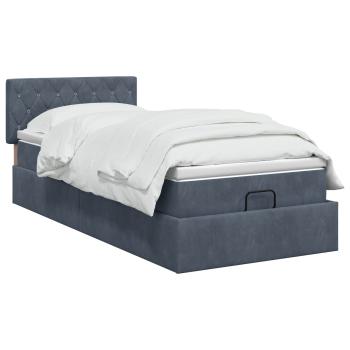 Ottoman Bett mit Matratze Dunkelgrau 90 x 200 cm Samt