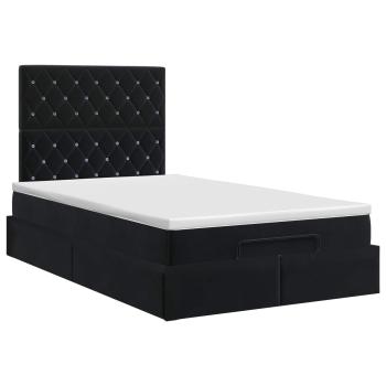 Ottoman Bett mit Matratze Schwarz 120 x 190 cm Samt