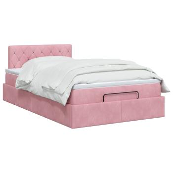 Ottoman Bett mit Matratze mit Kopfteil Rosa 120 x 200 cm Samt