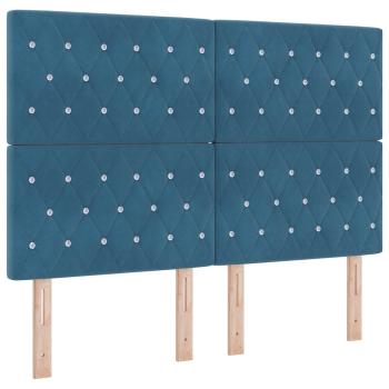 Ottoman Bett mit Matratze Dunkelblau 140 x 200 cm Samt