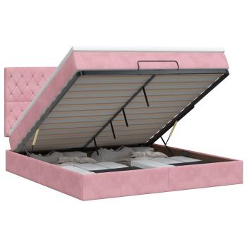 Ottoman Bett mit Matratze mit Kopfteil Rosa 140 x 200 cm Samt