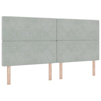 Ottoman Bett mit Matratze Hellgrau 200 x 200 cm Samt