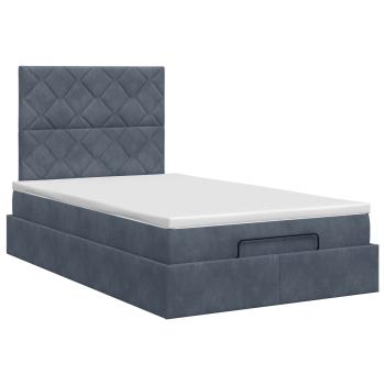 Ottoman Bett mit Matratze Dunkelgrau 120 x 190 cm Samt