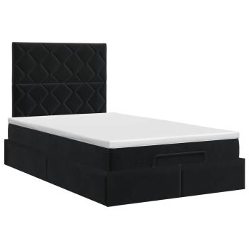Ottoman Bett mit Matratze Schwarz 120 x 190 cm Samt