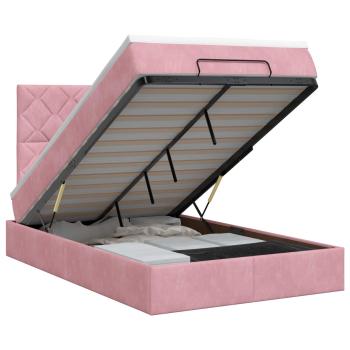 Ottoman Bett mit Matratze mit Kopfteil Rosa 120 x 200 cm Samt