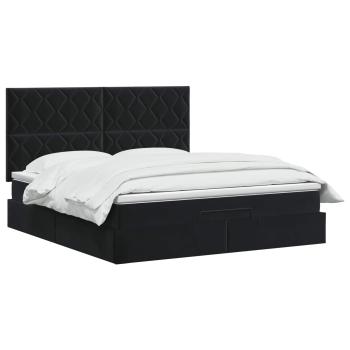 Ottoman Bett mit Matratze Schwarz 160 x 200 cm Samt