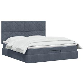 Ottoman Bett mit Matratze Dunkelgrau 180 x 200 cm Samt