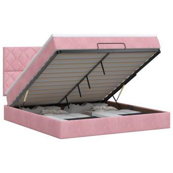 Ottoman Bett mit Matratze mit Kopfteil Rosa 180 x 200 cm Samt