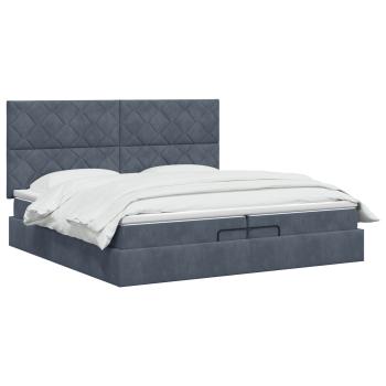 Ottoman Bett mit Matratze Dunkelgrau 200 x 200 cm Samt