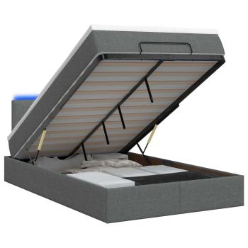 Ottoman-Bett mit Matratze und LED Dunkelgrau 120 x 190 cm Stoff