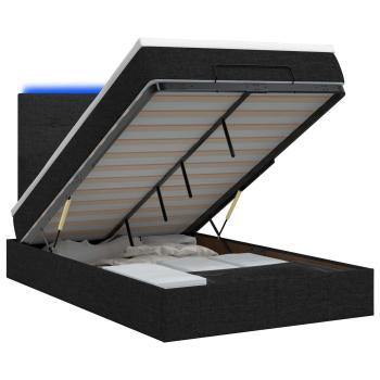 Ottoman-Bett mit Matratze und LED Schwarz 120 x 200 cm Stoff