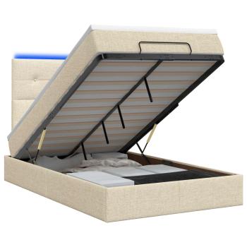 Ottoman-Bett mit Matratze und LED Creme 120 x 200 cm Stoff