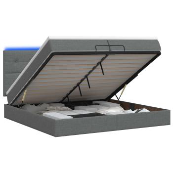 Ottoman-Bett mit Matratze und LED Dunkelgrau 200 x 200 cm Stoff
