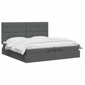 Ottoman-Bett mit Matratze und LED Dunkelgrau 200 x 200 cm Stoff