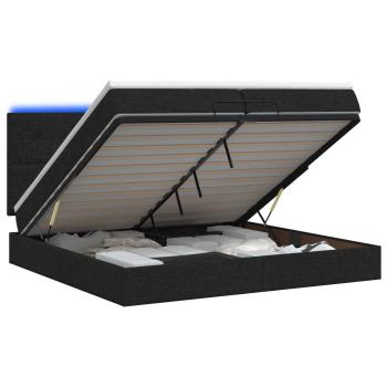 Ottoman-Bett mit Matratze und LED Schwarz 200 x 200 cm Stoff