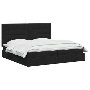 Ottoman-Bett mit Matratze und LED Schwarz 200 x 200 cm Stoff