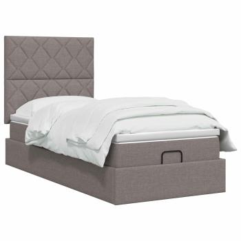 Ottoman-Bett mit Matratze und LED Taupe 90 x 190 cm Stoff