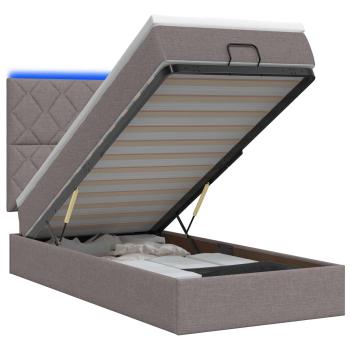 Ottoman-Bett mit Matratze und LED Taupe 100 x 200 cm Stoff