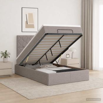 Ottoman-Bett mit Matratze und LED Taupe 120 x 190 cm Stoff