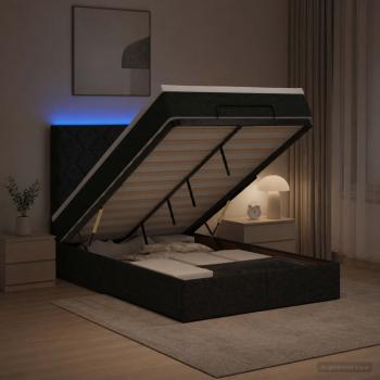 Ottoman-Bett mit Matratze und LED Schwarz 120 x 200 cm Stoff