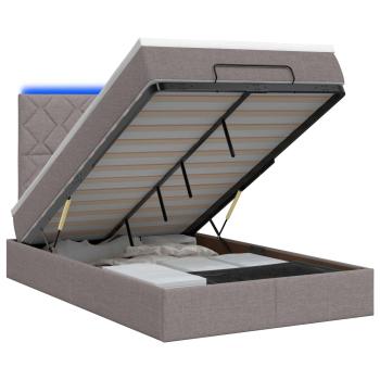 Ottoman-Bett mit Matratze und LED Taupe 120 x 200 cm Stoff