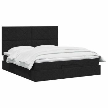 Ottoman-Bett mit Matratze und LED Schwarz 140 x 200 cm Stoff