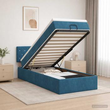 Ottoman-Bett mit Matratze und LED Dunkelblau 80 x 200 cm Samt