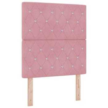 Ottoman-Bett mit Matratze und LED Rosa 80 x 200 cm Samt