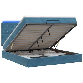 Ottoman-Bett mit Matratze und LED Dunkelblau 140 x 190 cm Samt