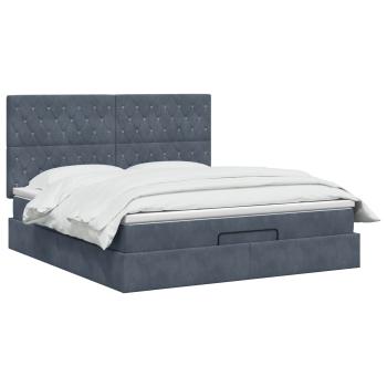 Ottoman-Bett mit Matratze und LED Dunkelgrau 180 x 200 cm Samt