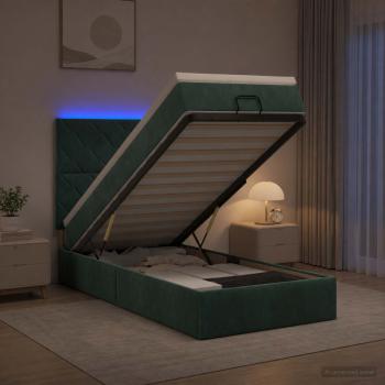 ARDEBO.de - Ottoman-Bett mit Matratze und LED Dunkelgrün 80 x 200 cm Samt