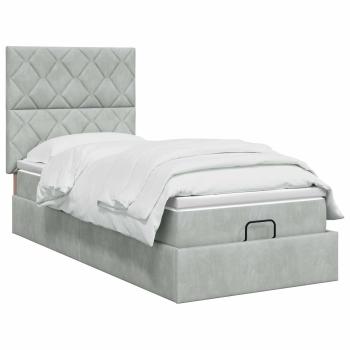 Ottoman-Bett mit Matratze und LED Hellgrau 100 x 200 cm Samt