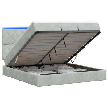 Ottoman-Bett mit Matratze und LED Hellgrau 140 x 200 cm Samt