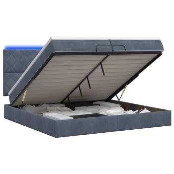 Ottoman-Bett mit Matratze und LED Dunkelgrau 200 x 200 cm Samt