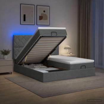 Ottoman-Bett mit Matratze und LED Dunkelgrau 180 x 200 cm Stoff