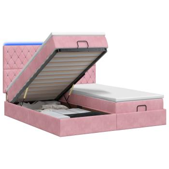 Ottoman-Bett mit Matratze und LED Rosa 200 x 200 cm Samt