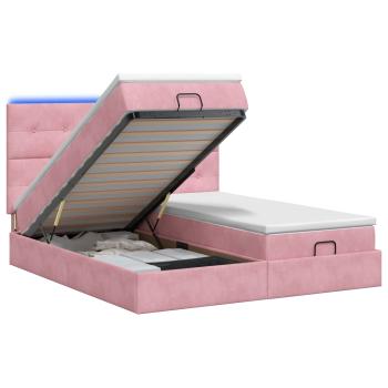 Ottoman-Bett mit Matratze und LED Rosa 160 x 200 cm Samt