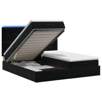 Ottoman-Bett mit Matratze und LED Schwarz 200 x 200 cm Samt