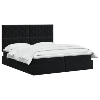 Ottoman-Bett mit Matratze und LED Schwarz 160 x 200 cm Samt