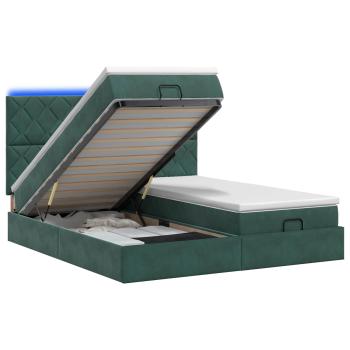 Ottoman-Bett mit Matratze und LED Dunkelgrün 160 x 200 cm Samt