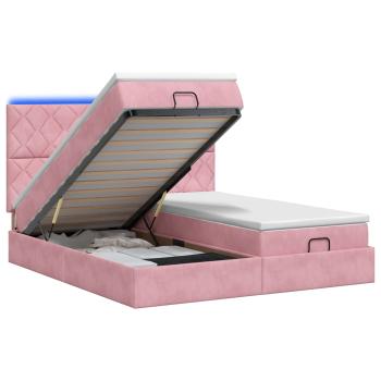 Ottoman-Bett mit Matratze und LED Rosa 180 x 200 cm Samt